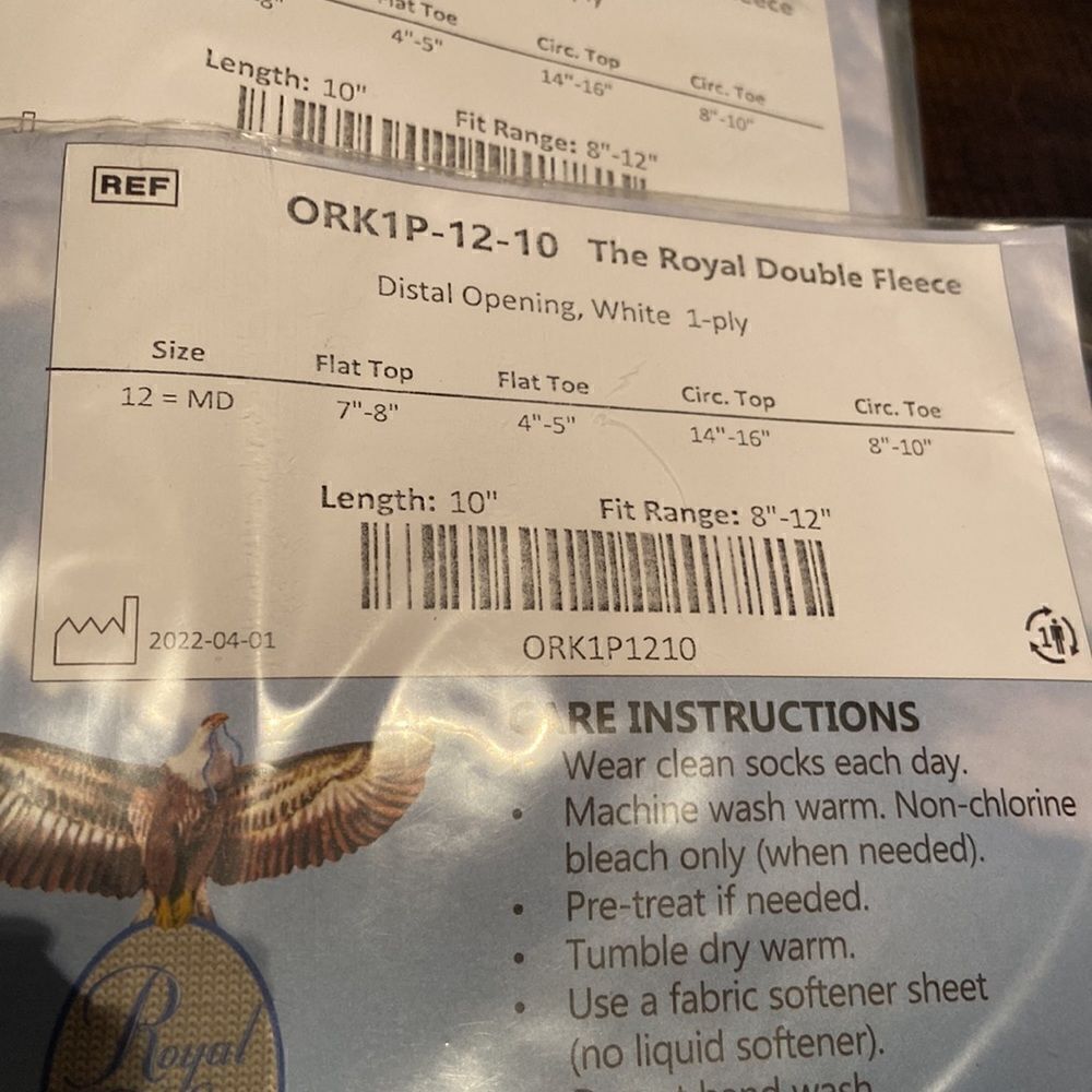 The Royal Double Fleece Prosthetic ORK1P-12-10 Distal
Opening 1 Ply Sock 5 Qty - Picture 2 of 5
